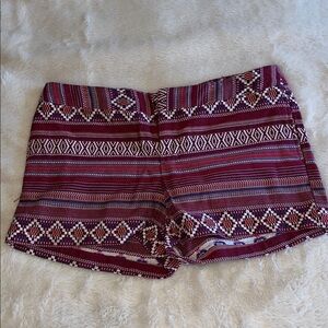 Patterned Burgundy Women Shorts
